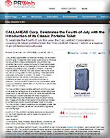 Link To Callahead Classic Portable Toilet Press Release