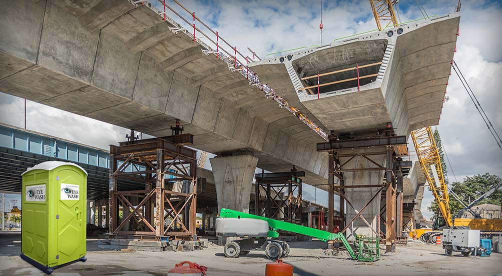 Eye Wash Station | Eye Wash Station Inside at a Highway Overpass Under Construction