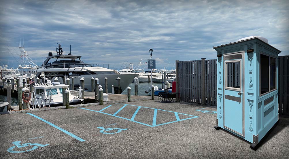 Valet Key Booth 16 | Valet Key Booth 16 at a marina.