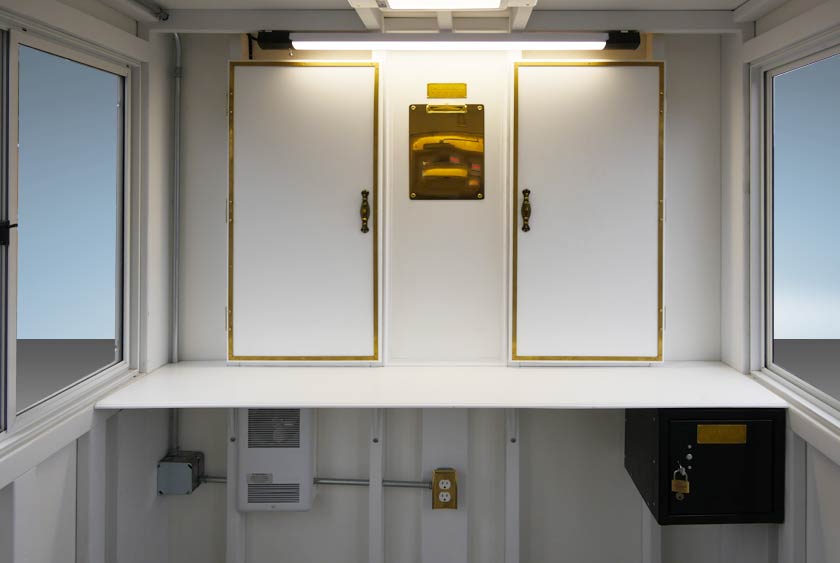 TWO INTERIOR CABINETS WITH BRASS TRIM